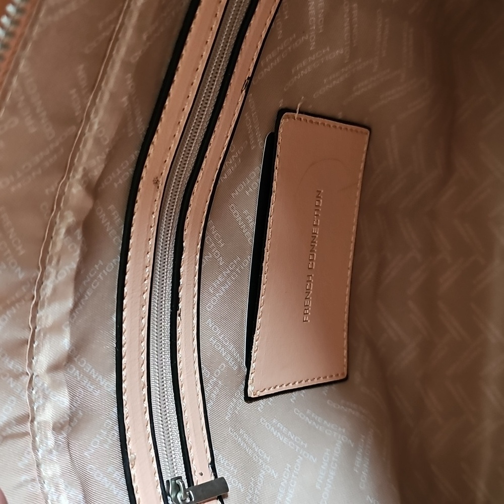 NWT French Connection Tote Olympia Bucket Shoulder Bag Mellow Peach Large Purse - Picture 8 of 10